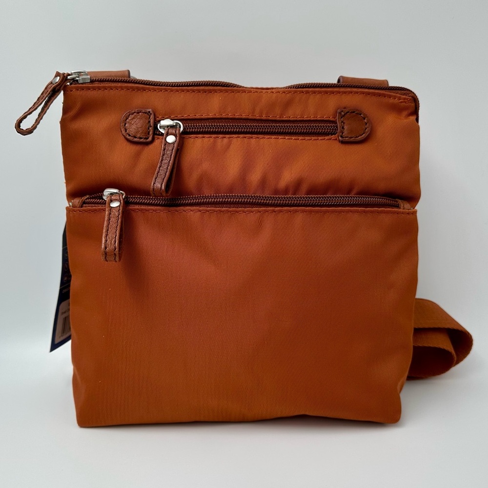 Osgoode Marley Small Traveler Crossbody Bag Nylon Leather Trim Copper Brown NWT